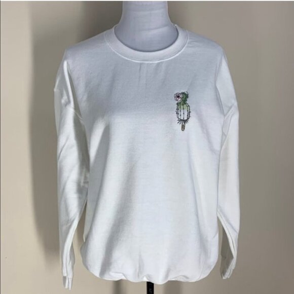 NWOT Handmade Embroidered Cactus Popsicle Pullover Sweatshirt - Picture 1 of 4